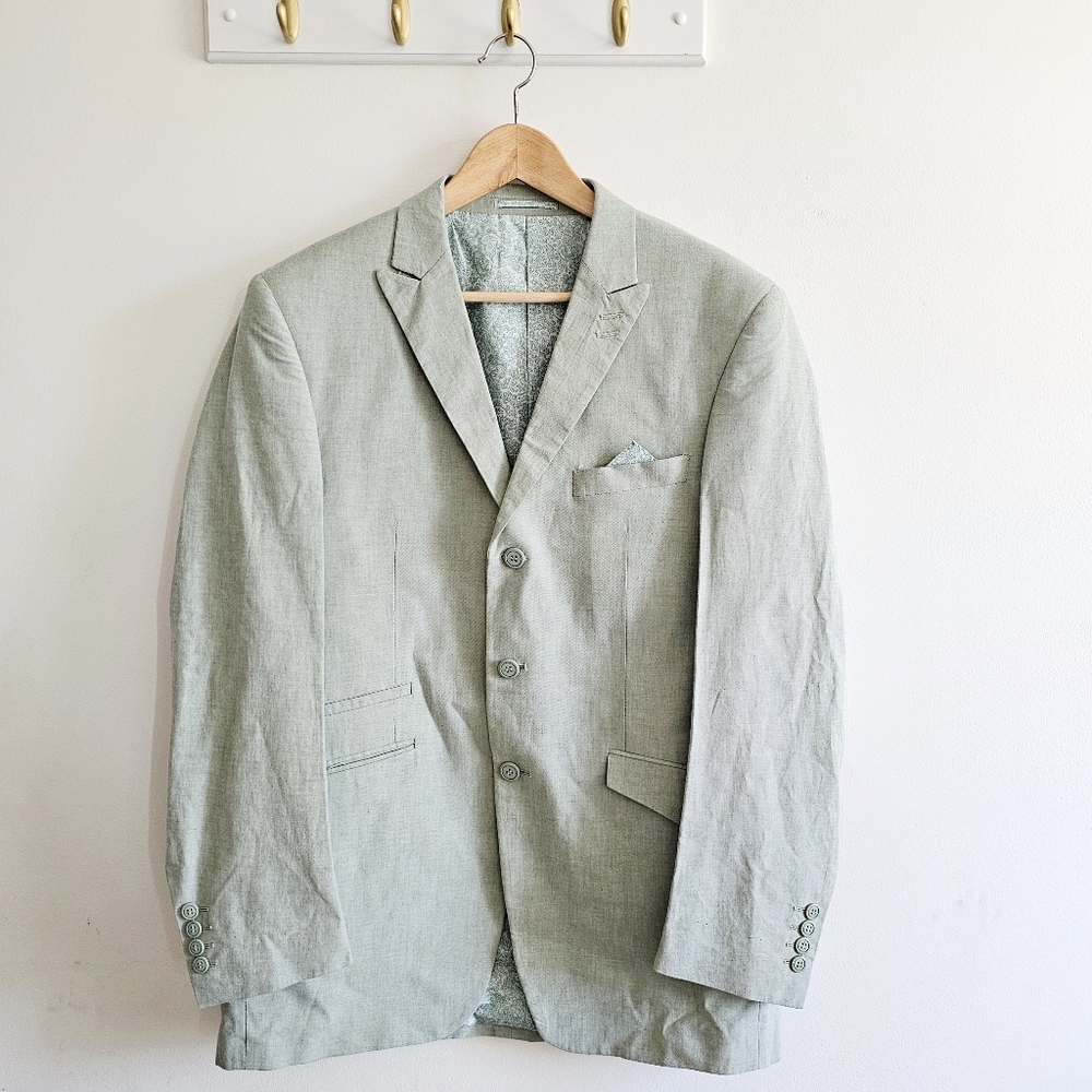 E.J. Samuel 100% Cotton, Regular Fit 3 Button Blazer Suit Italian Style Size 40R